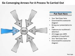 Six coverging arrows for process to carried out charts and powerpoint slides