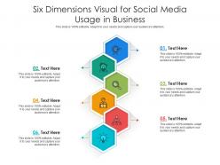 Six dimensions visual for social media usage in business infographic template