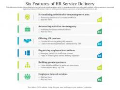 Six features of hr service delivery