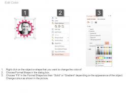 Six gears for business profile and about us powerpoint slides