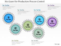 Six gears for production process control flat powerpoint design