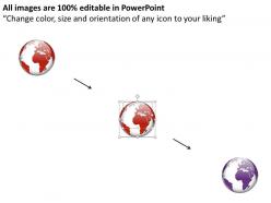 Six glossy globes world map diagram ppt presentation slides