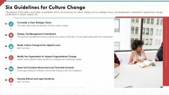 Six guidelines for culture change developing strong organization culture in business
