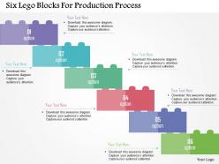 Six lego blocks for production process flat powerpoint design