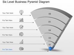 Six level business pyramid diagram powerpoint template slide