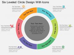 Six leveled circle design with icons flat powerpoint design