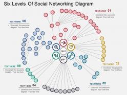 Six levels of social networking diagram flat powerpoint design