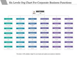 Six levels org chart for corporate business functions
