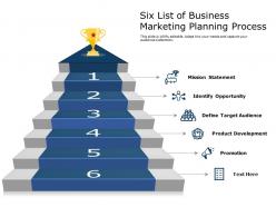 Six list of business marketing planning process