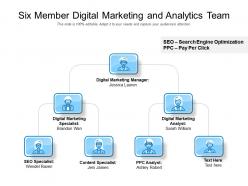 Six member digital marketing and analytics team