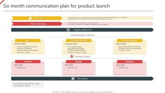 Six Month Communication Plan For Product Launch