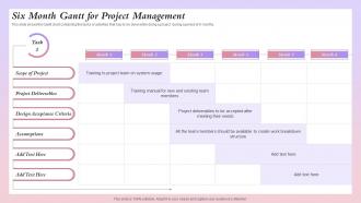 Six Month Gantt For Project Management