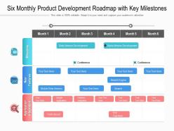 Six monthly product development roadmap with key milestones