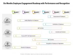 Six months employee engagement roadmap with performance and recognition
