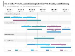 Six months product launch planning activities with branding and marketing