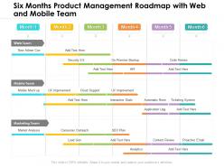 Six months product management roadmap with web and mobile team