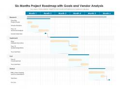Six months project roadmap with goals and vendor analysis
