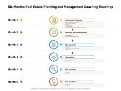 Six months real estate planning and management coaching roadmap
