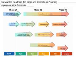 Six months roadmap for sales and operations planning implementation schedule