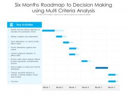 Six months roadmap to decision making using multi criteria analysis