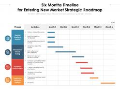 Six months timeline for entering new market strategic roadmap