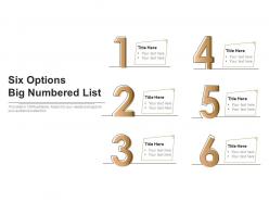 Six options big numbered list