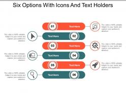 Six options with icons and text holders
