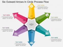 Six Outward Arrows In Circle Process Flow Flat Powerpoint Design
