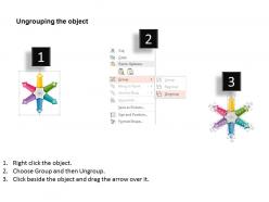 Six outward arrows in circle process flow flat powerpoint design