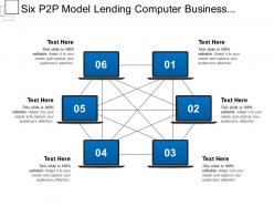 Six p2p model lending computer business illustration isometric start network