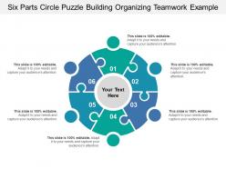 Six parts circle puzzle building organizing teamwork example