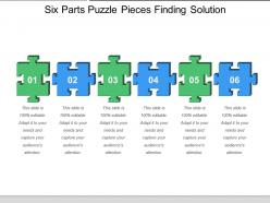 Six parts puzzle pieces finding solution