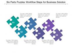 Six parts puzzles workflow steps for business solution