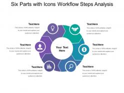 Six parts with icons workflow steps analysis