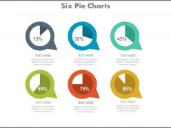 Six pie charts for financial percentage analysis powerpoint slides