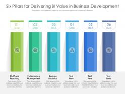 Six pillars for delivering bi value in business development