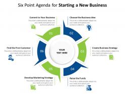 Six point agenda for starting a new business