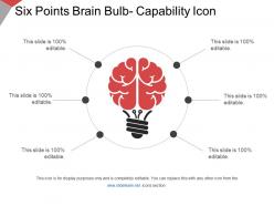 Six points brain bulb capability icon ppt slide themes