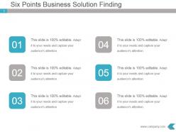 Six points business solution finding powerpoint template