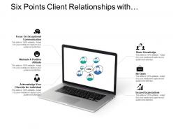 Six points client relationships with laptop image