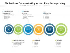 Six sections demonstrating action plan for improving