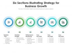 Six sections illustrating strategy for business growth