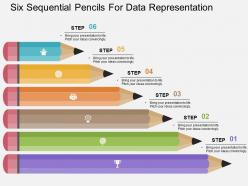 Six sequential pencils for data representation flat powerpoint design