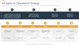 Six Sigma As Operational Strategy Manufacturing Process Optimization Playbook
