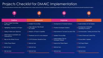 Six sigma it projects checklist for dmaic implementation ppt powerpoint model