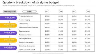 Six Sigma Process Improvement Quarterly Breakdown Of Six Sigma Budget