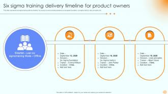 Six Sigma Training Delivery Timeline For Product Owners
