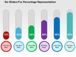 Six Sliders For Percentage Representation Flat Powerpoint Design