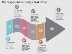 Six staged arrow design text boxes flat powerpoint design