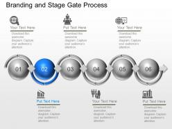 Six staged banding and gate process diagram powerpoint template slide